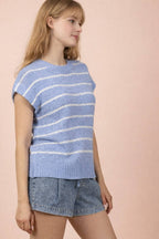 12W3319N-Striped Knit Sweater Vest Top