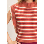 Ribbed Ruffle Sleeve Sweater