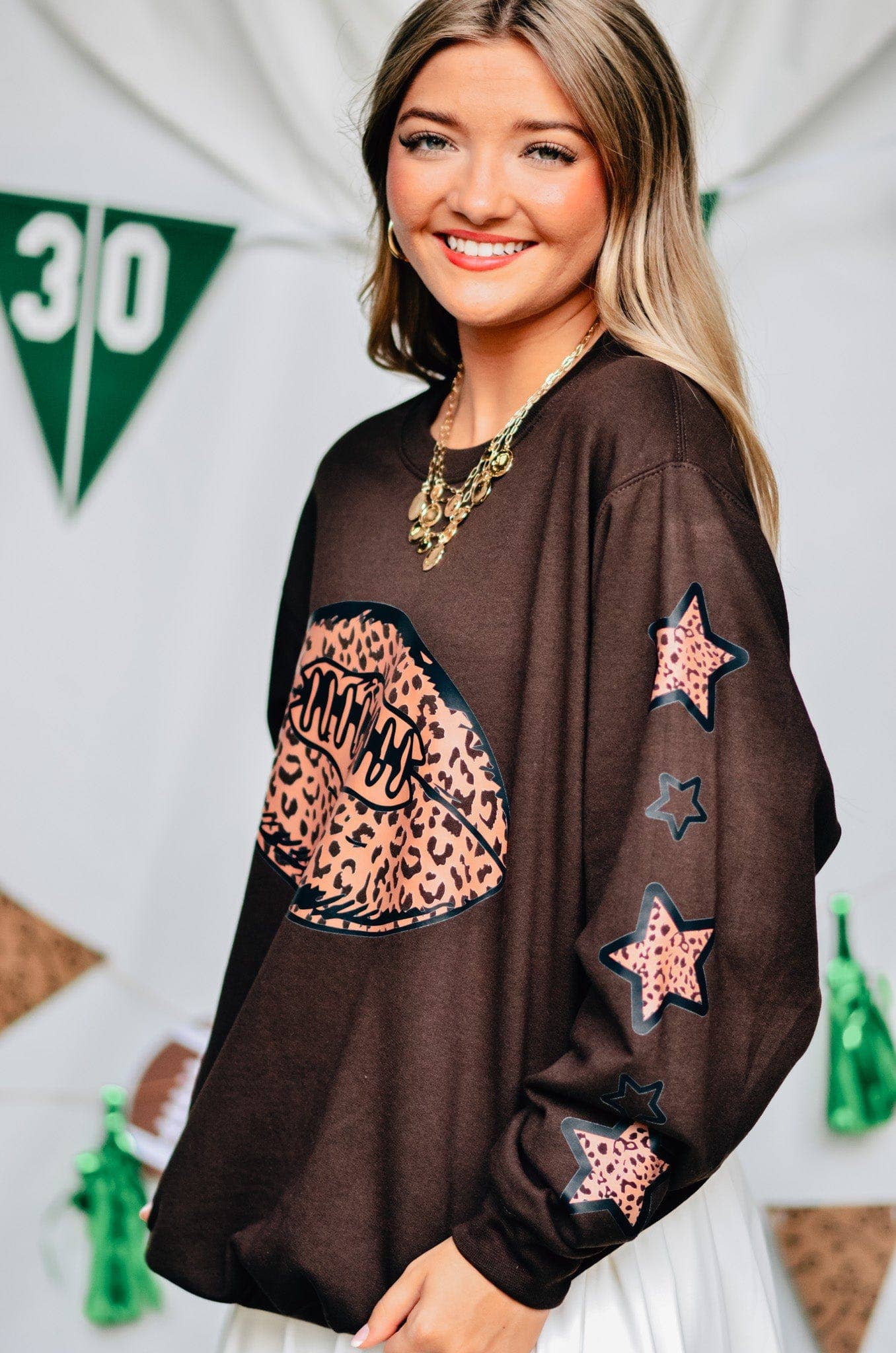 Leopard Football Brown Sweatshirt