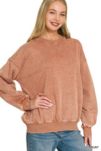 Acid Washed Fleece Oversized Pullover