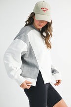 9106FK Colorblock Terry Pullover Sweatshirt