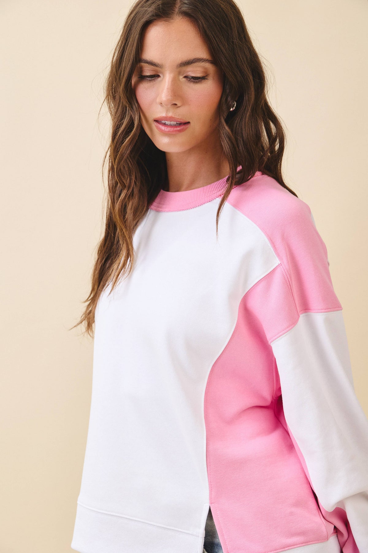 9106FK Colorblock Terry Pullover Sweatshirt