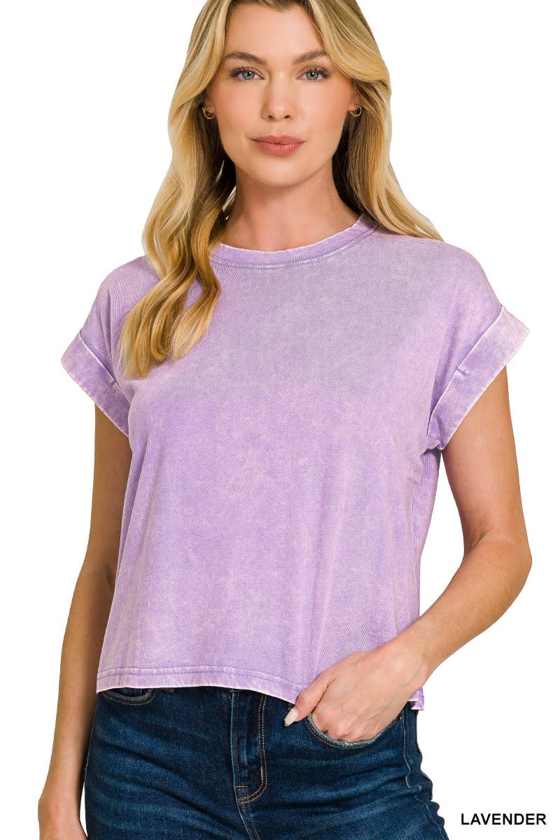Washed Cotton Short Sleeve Top - Zenana
