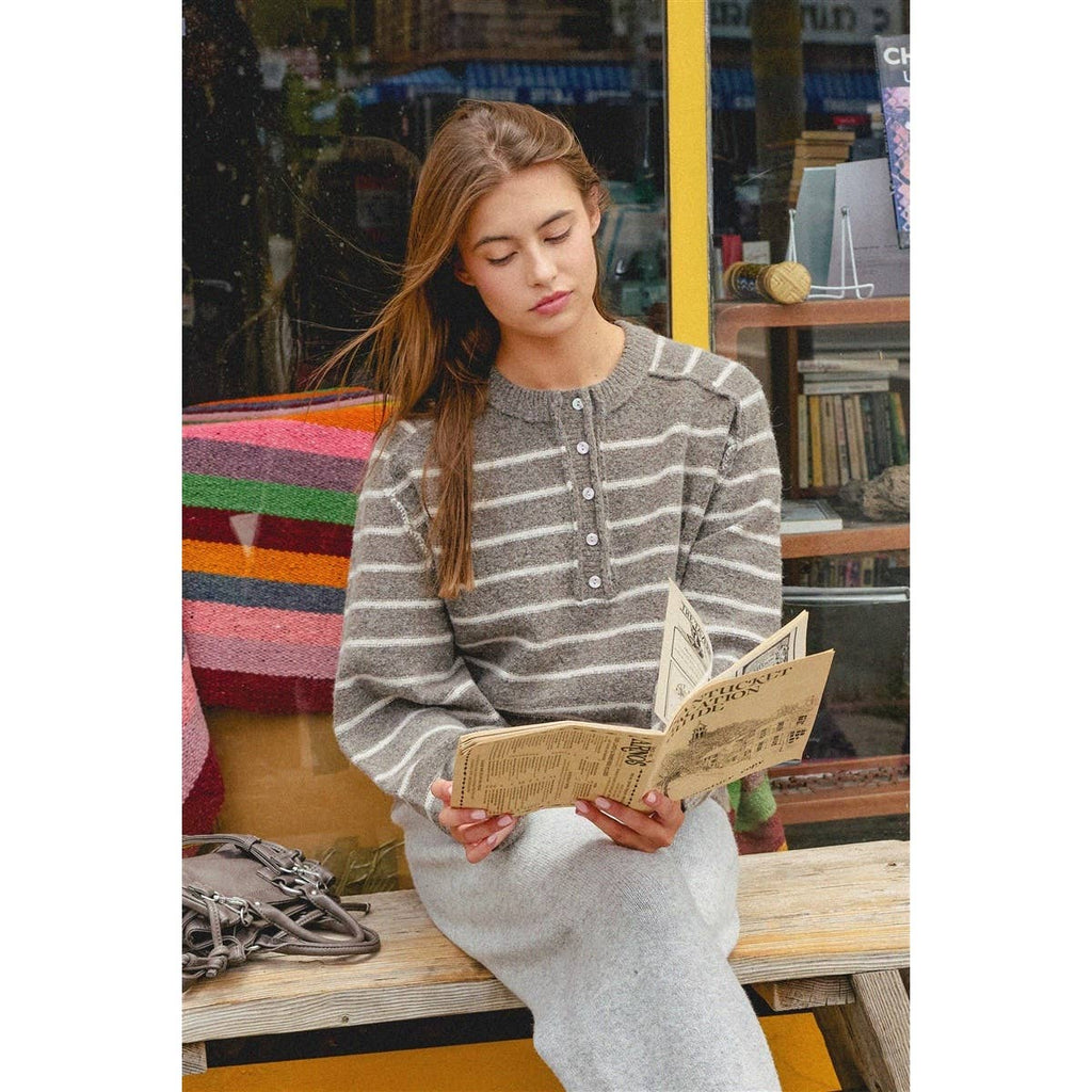 Stripe Henley Sweater