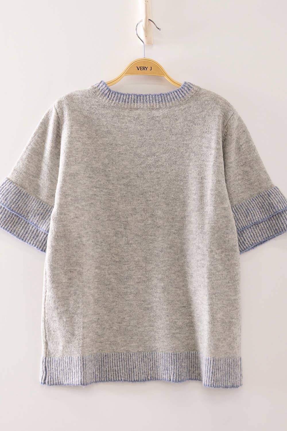 12W3712N-Soft Touch Contrast Rib Knit Top