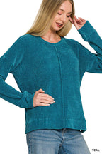 Chenille Waffle Center Seam Sweater Zenana