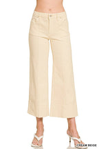 Mid Rise Wide Leg Cropped Color Denim Pants