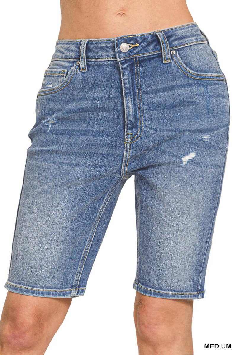 Frayed Hem Denim Shorts