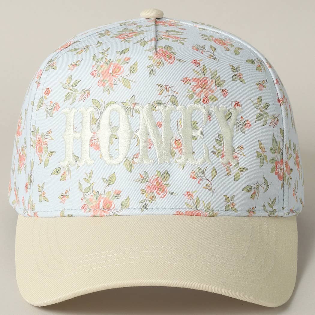 HONEY Embroidered Flower PatternTrucker Hat