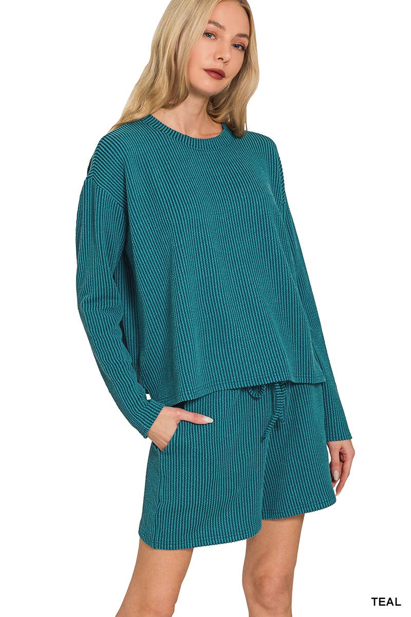 ..Ribbed Short Sleeve Tee & Pants 2PC Set