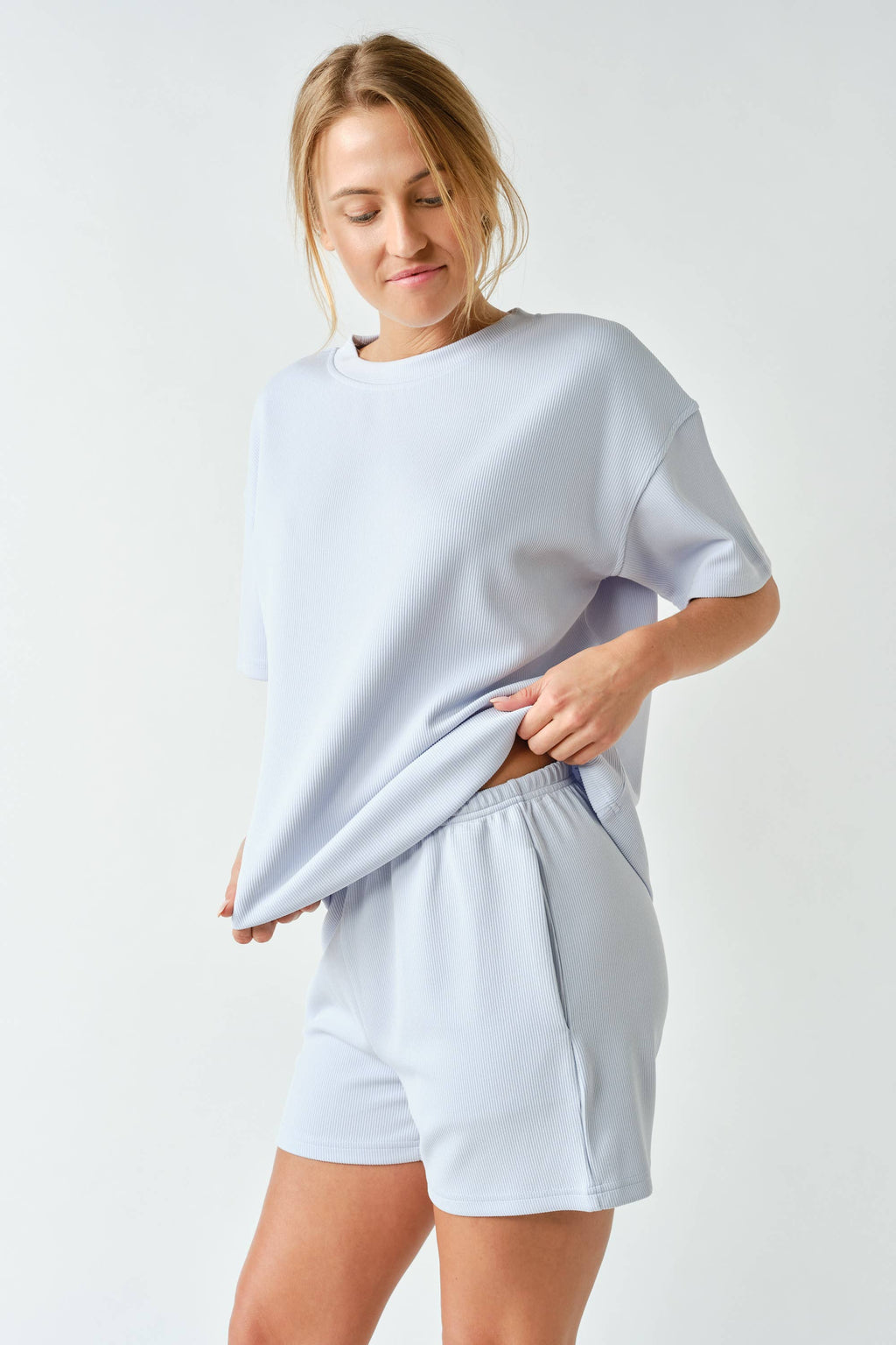 Luxe Sand Wash Rib Classic Tee Set