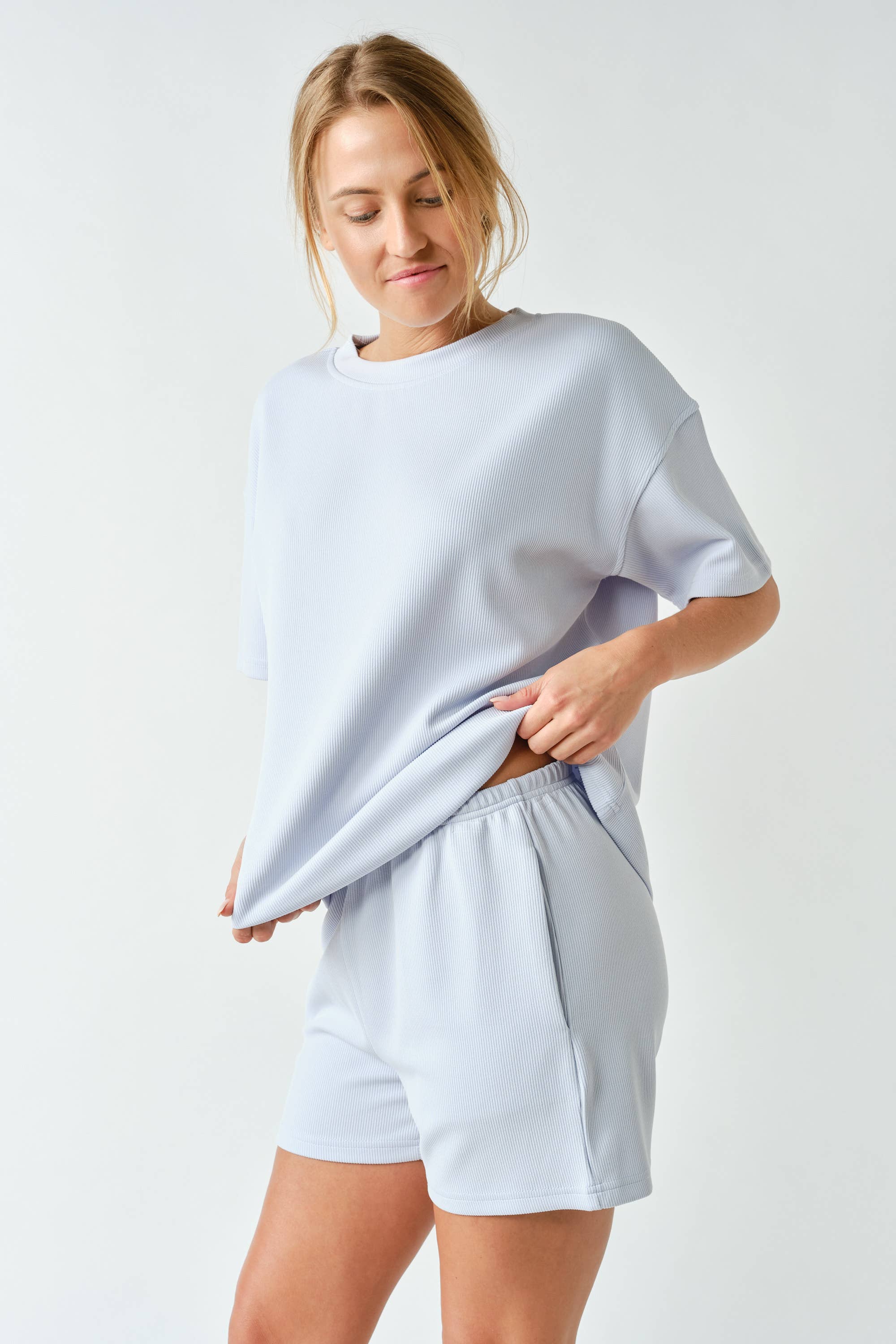 Luxe Sand Wash Rib Classic Tee Set