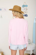 BEACH COWGIRL LONG SLEEVE KNIT TOP: LIGHT PINK