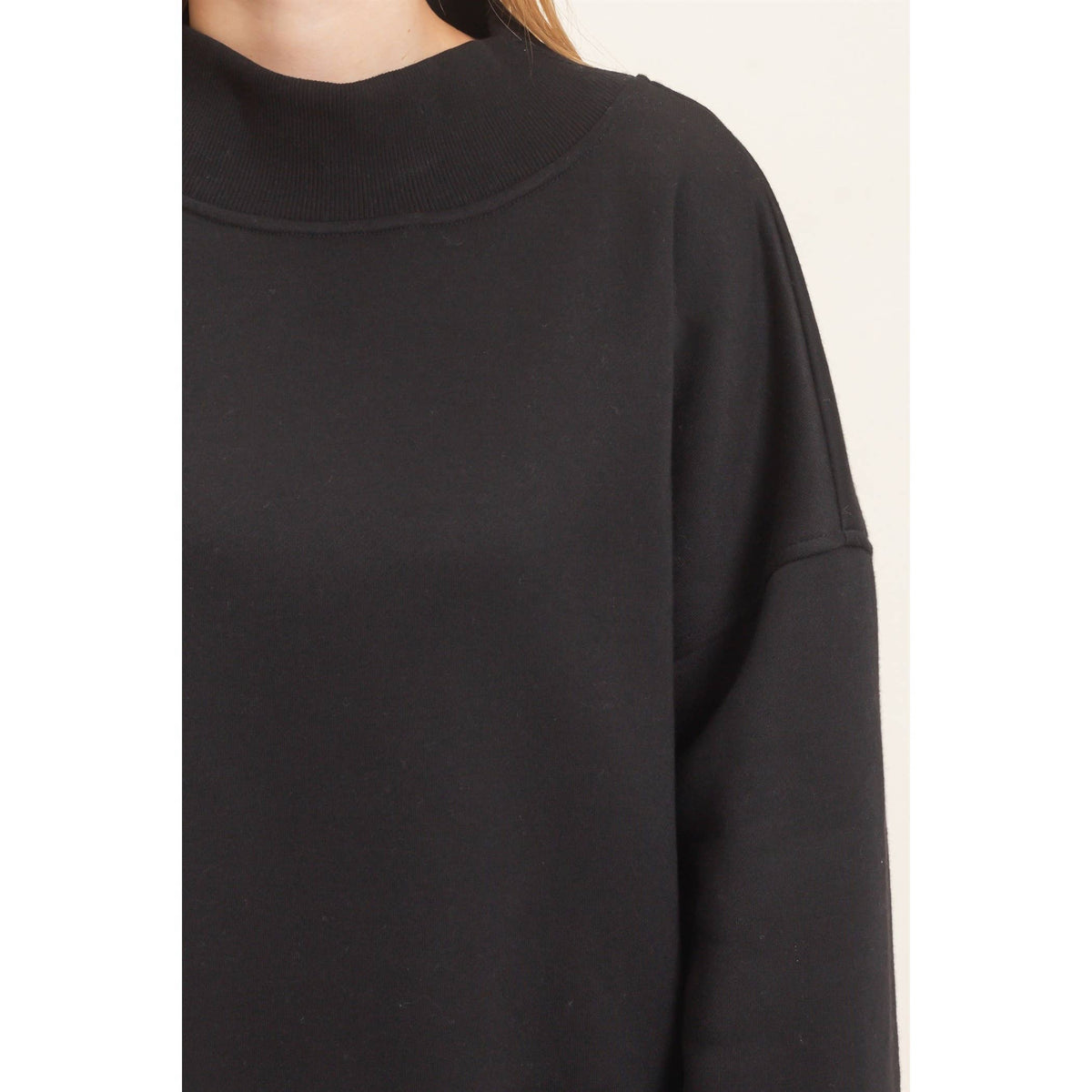 Enzyme Washed Mock Neck Sweatshirt