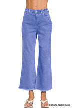 Acid Wash High Waist Frayed Hem Bootcut Pants
