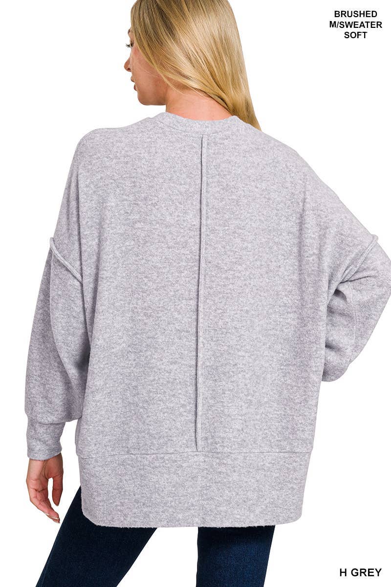Brushed Melange Drop Shoulder Oversized Sweater
