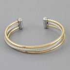 Two Toned Open Twisted Cuff Bracelet