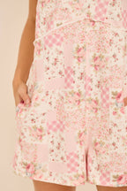 Patchwork Floral & Gingham Print Romper
