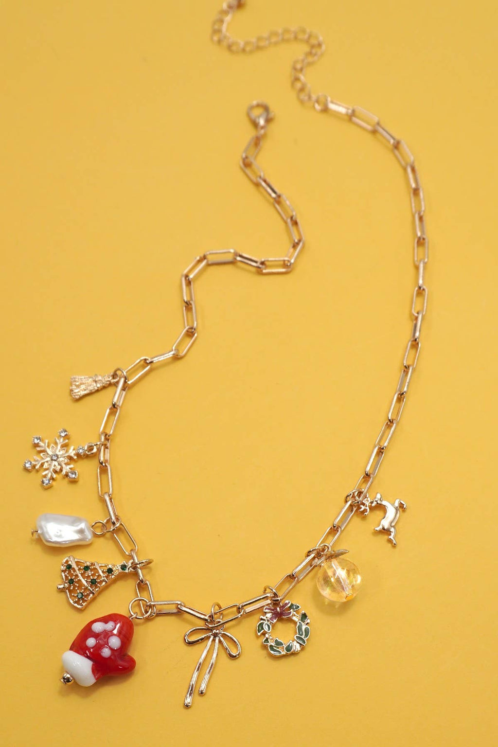 CHARM NECKLACE-CHRISTMAS TREE MITTEN RUDOLPH