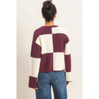 Crew Neck Checkered Sweater
