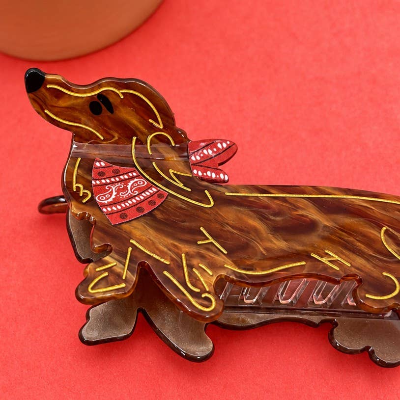 Charming Dachshund Dog Bandana Hair Claw Clip | 40H1235