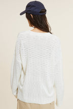 Baggy Knit Sweater with Henley Collar