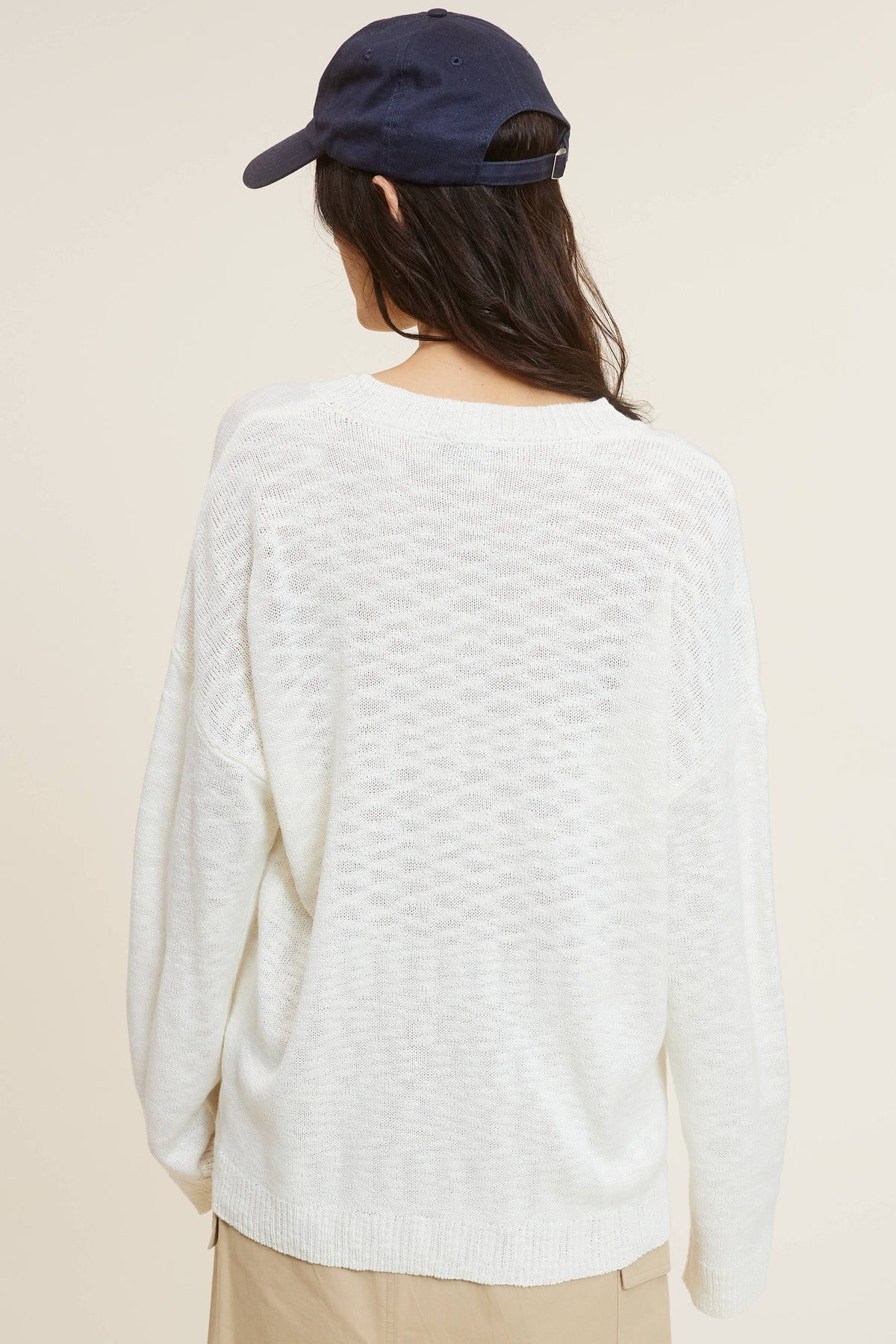 Baggy Knit Sweater with Henley Collar