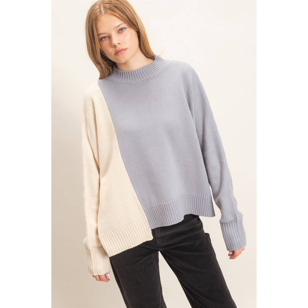 Two-Tone Knit Sweater