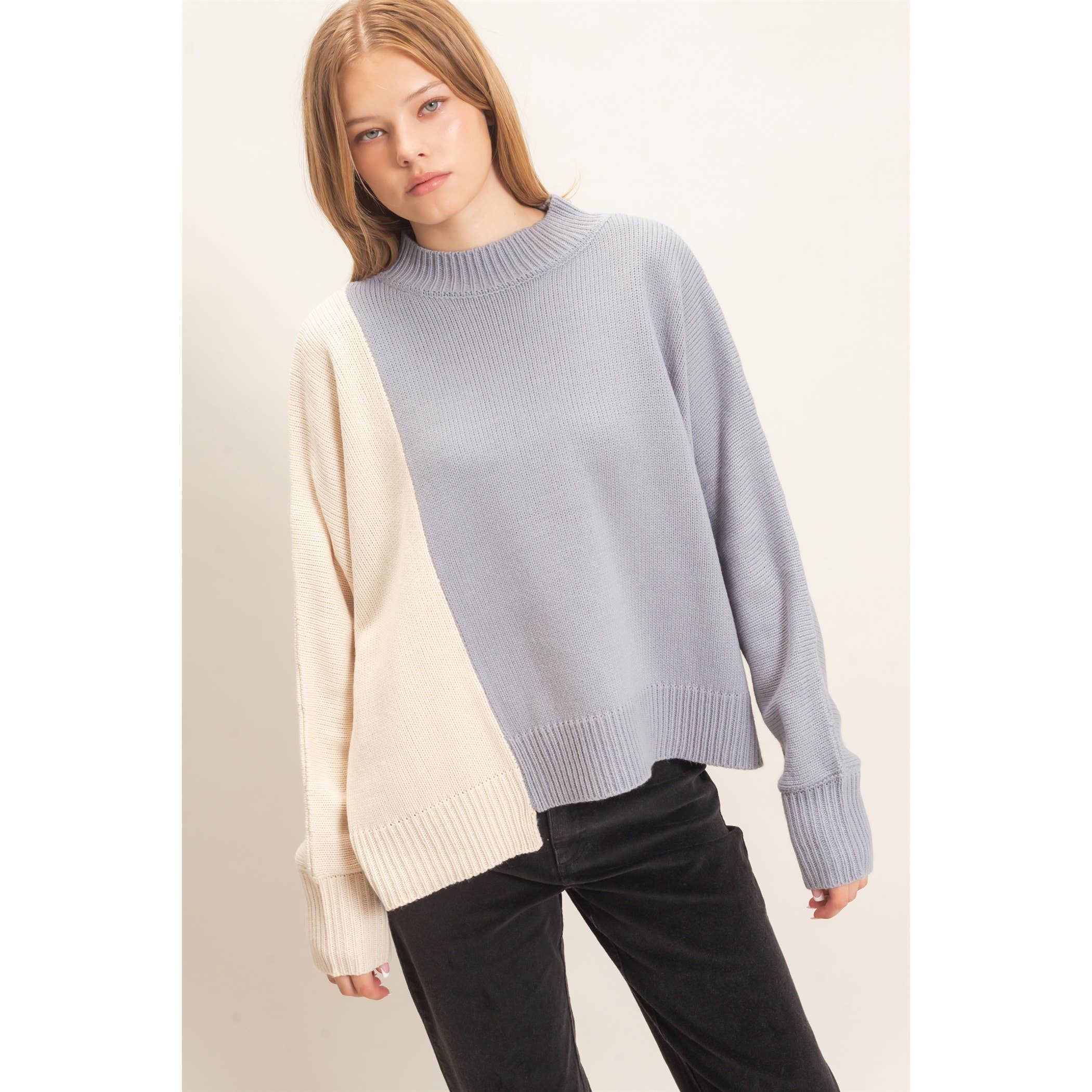 Two-Tone Knit Sweater