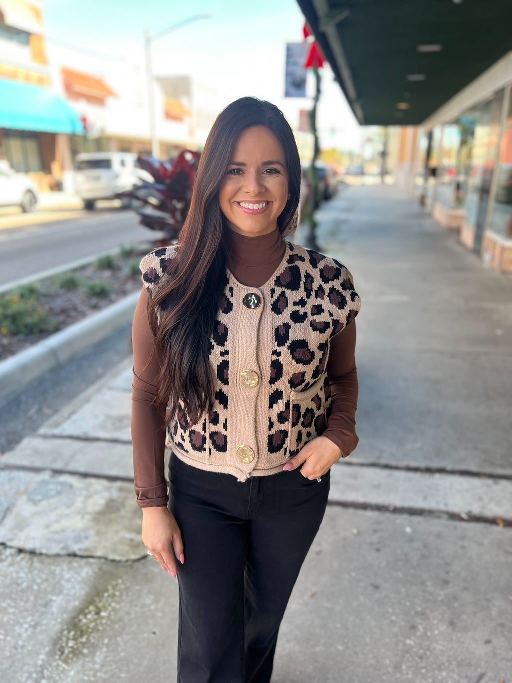 Leopard Abby Vest Knit Top