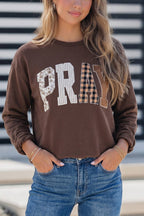 PRAY Striped Embroidered Patch Pullover Sweatshirt S-4X