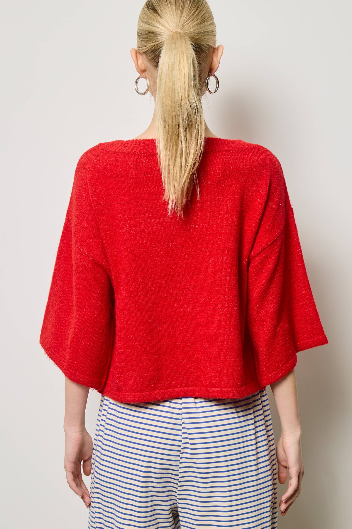 Wide Sleeve Button Front Knit Cardigan