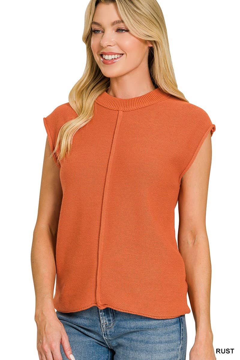 Center Seam Sleeveless Sweater