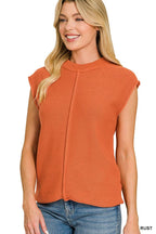 Center Seam Sleeveless Sweater
