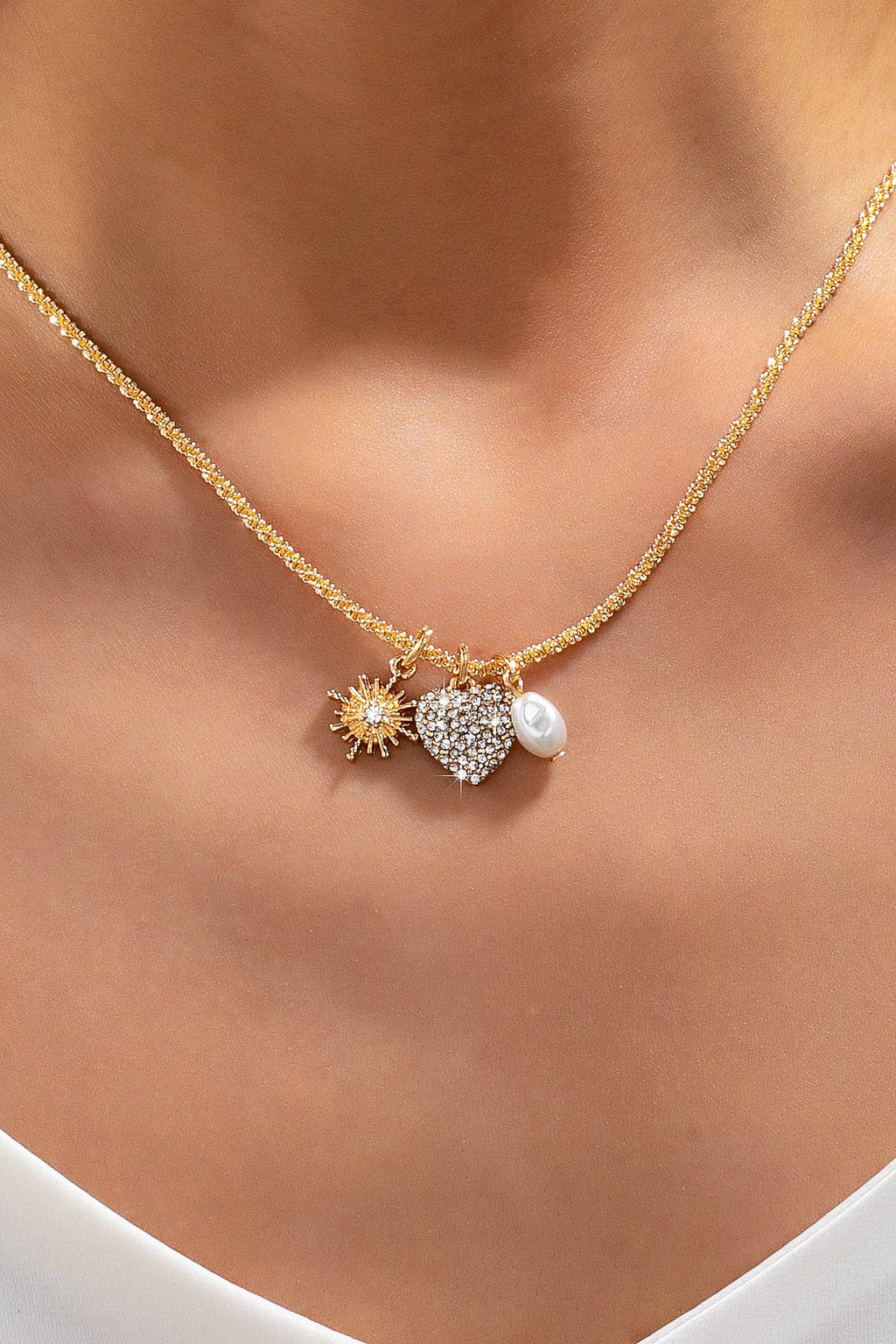 Celestial Heart & Pearl Charm Necklace | 80N93235