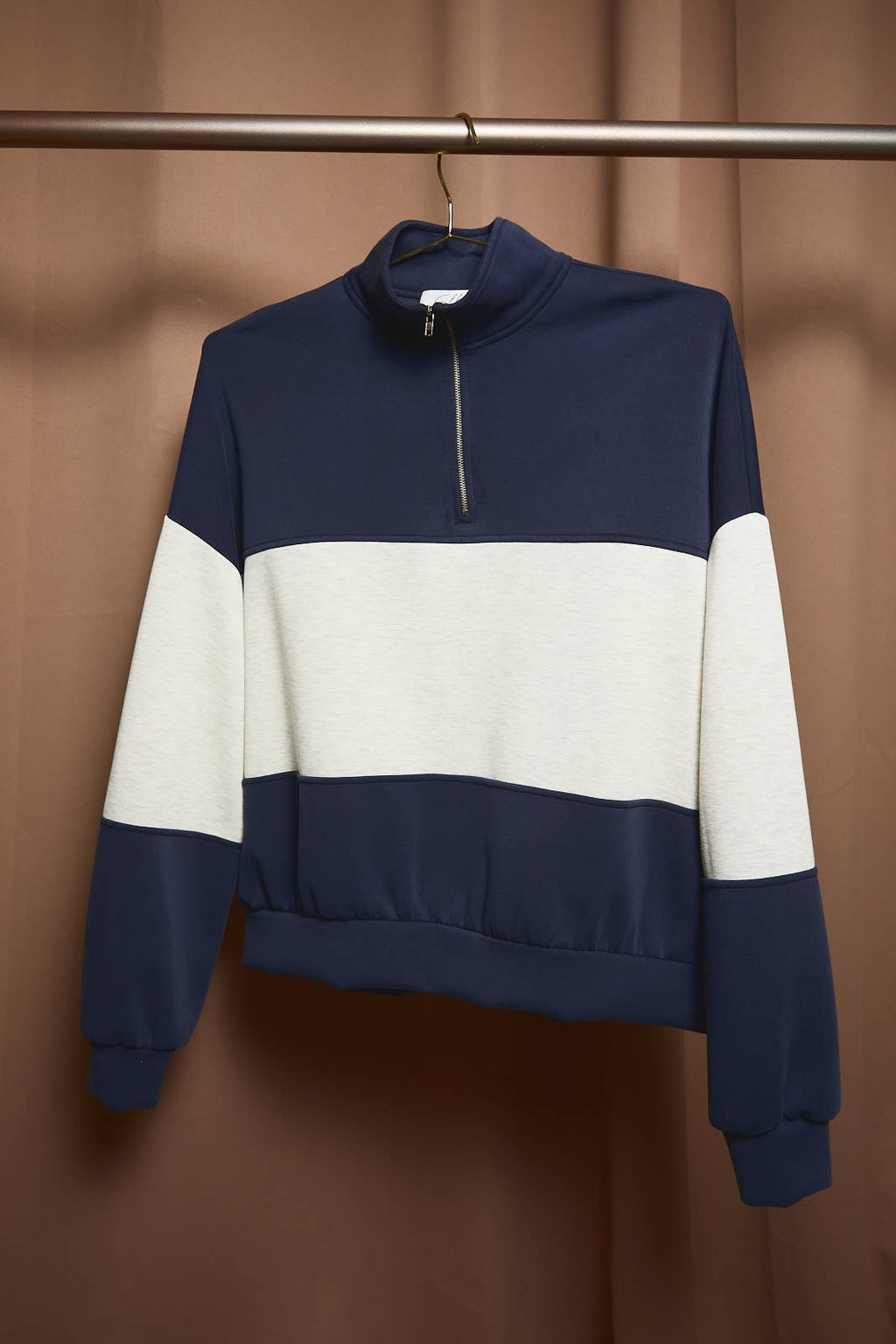 Colorblock Scuba Funnel Neck Quarter Zip Pullover
