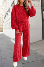 Polka Dot Print High Waist Pants Set | S-XL Plus 1X-4X