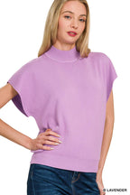 Mock Neck Short Dolman Sleeve Sweater