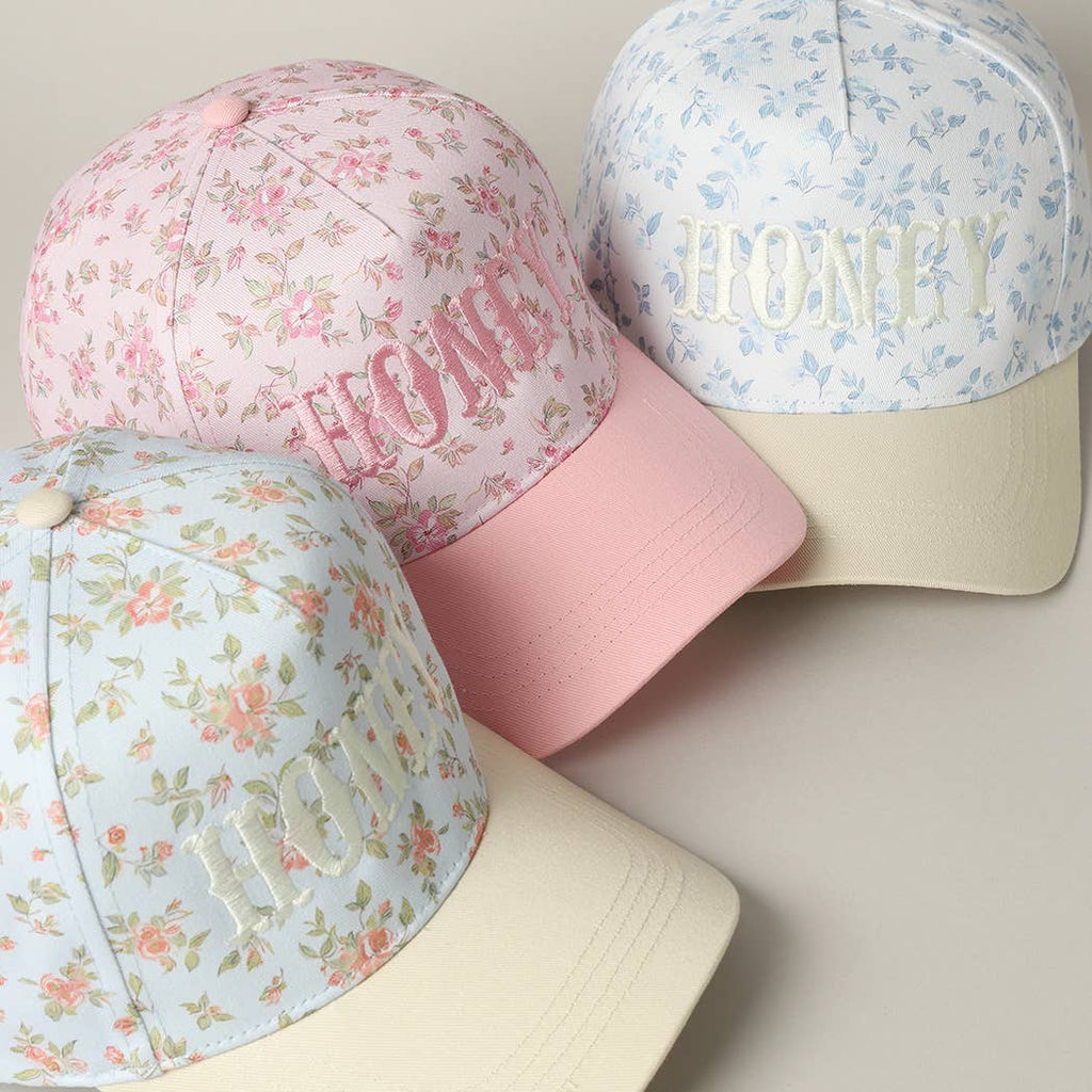 HONEY Embroidered Flower PatternTrucker Hat