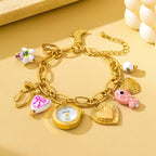Vintage Pink Polka Dot Charm Watch Bracelet | 80W035