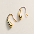 Gold-Dipped Modern Curve Hook Earrings – Minimalist Design, Made in Korea