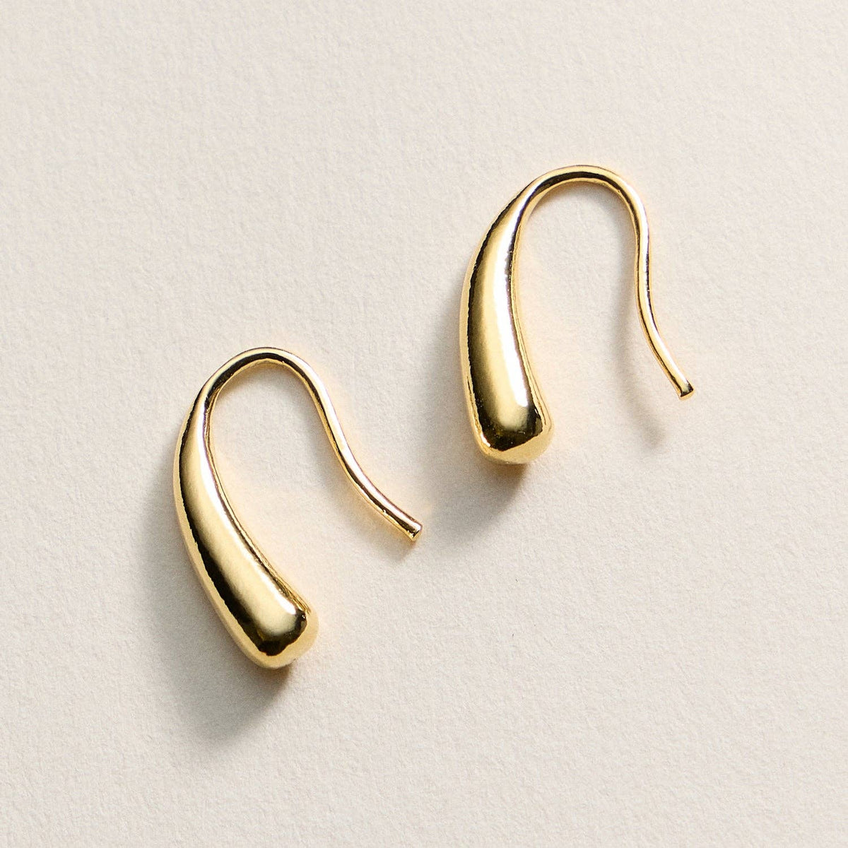 Gold-Dipped Modern Curve Hook Earrings – Minimalist Design, Made in Korea