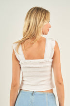 11054-RUFFLE BUTTON  DOWN TANK TOP