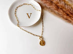 Cute Gold Cross Chain Front Hook Necklace Hammered Metal