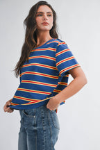 8510HN Striped Boxy Short Sleeve Tee