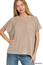 Chenille Waffle Short Sleeve Sweater