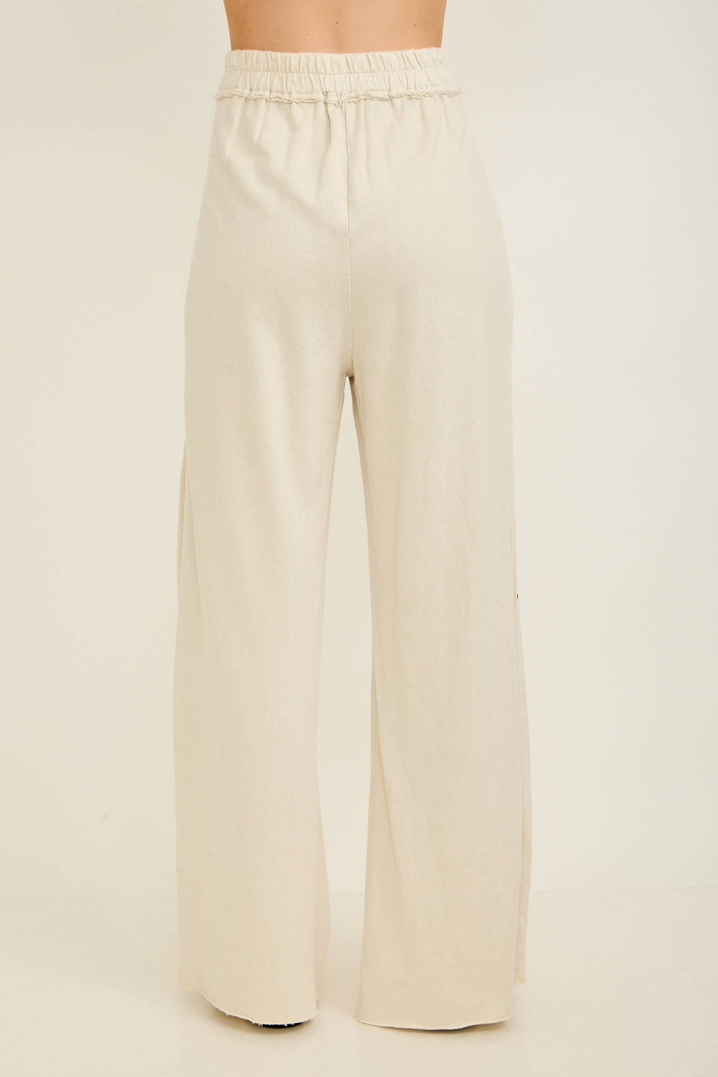 Mineral Wash Side Knit detail wide leg pants HE5878P