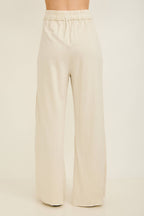 Mineral Wash Side Knit detail wide leg pants HE5878P