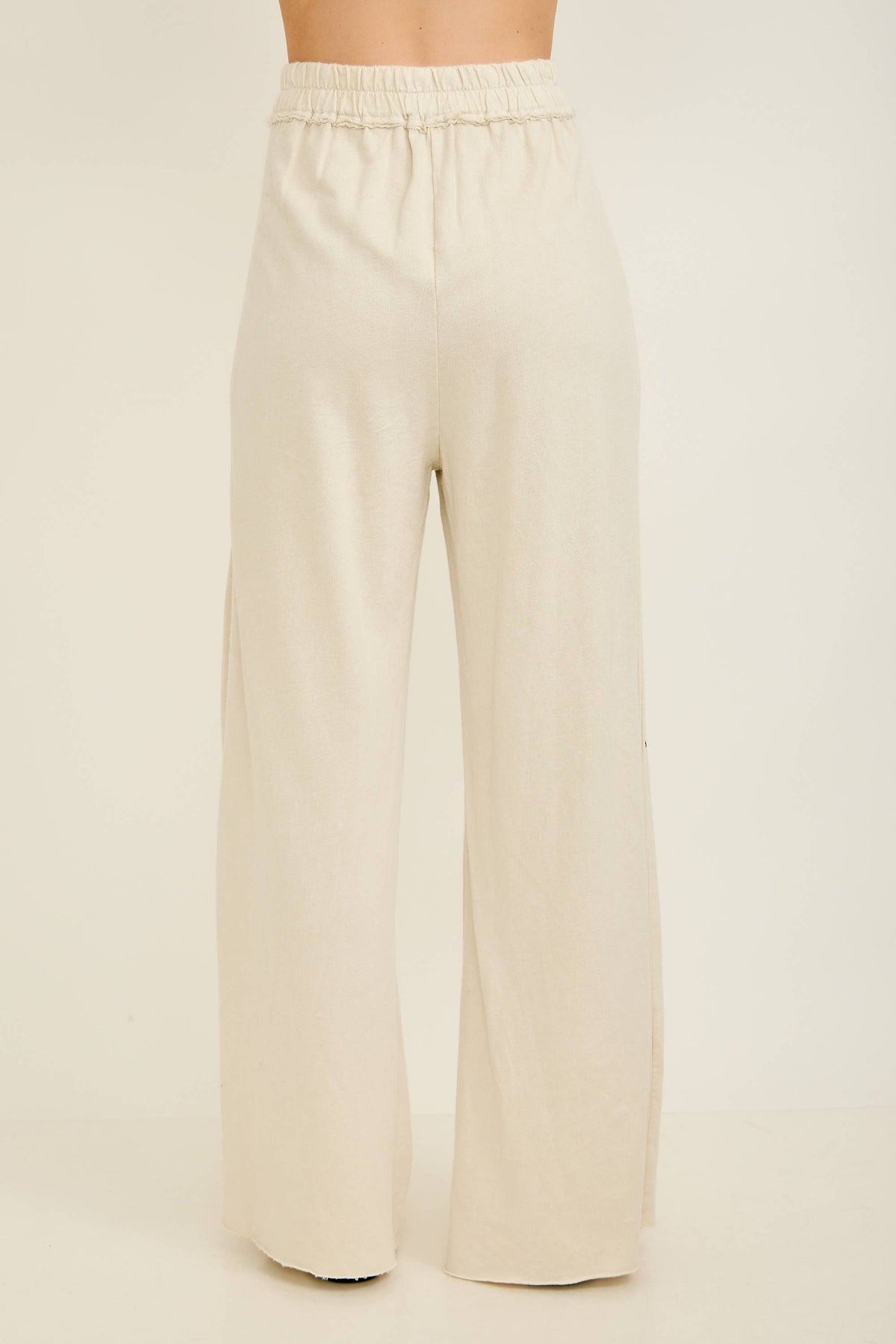 Mineral Wash Side Knit detail wide leg pants HE5878P