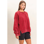 Acid Wash Raw Edge Sweatshirt